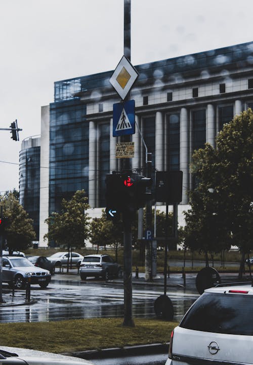 Black and White Cars on Road Near Building