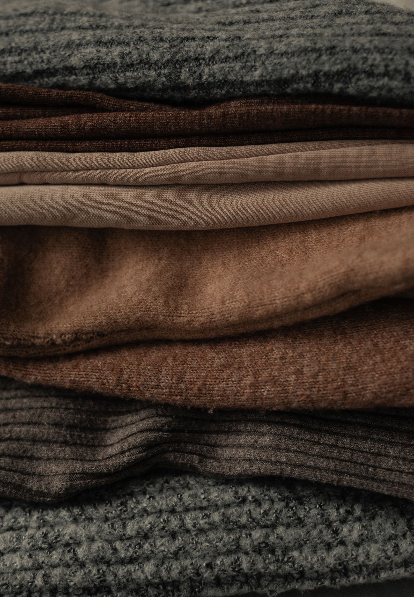 Neutral stacked textile fabrics without people