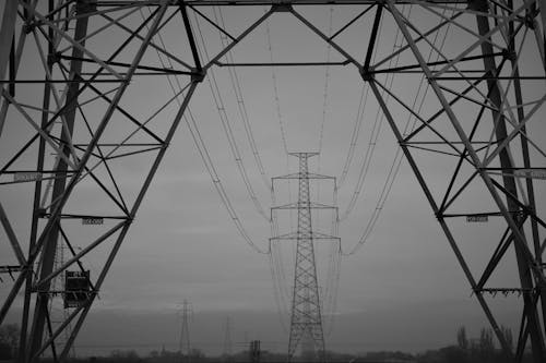 Free Black and White Electric Tower Stock Photo