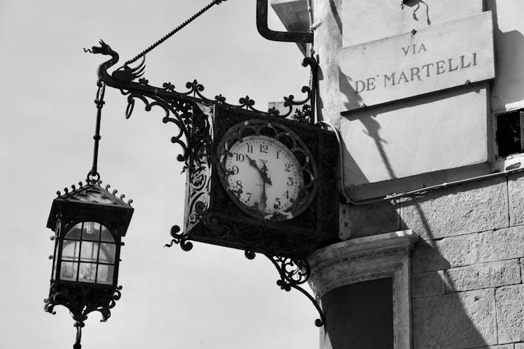 Grayscale Photo Of Analog Clock