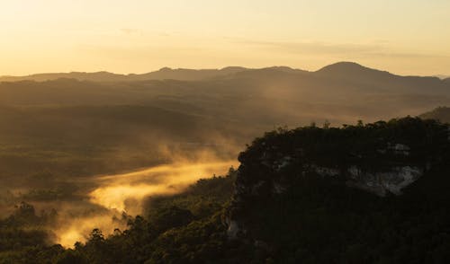 Scenic View of Mountains during Sunset