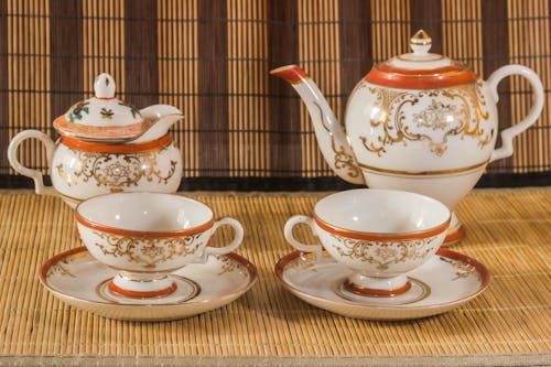 Free stock photo of dish, porcelain, tea set Stock Photo