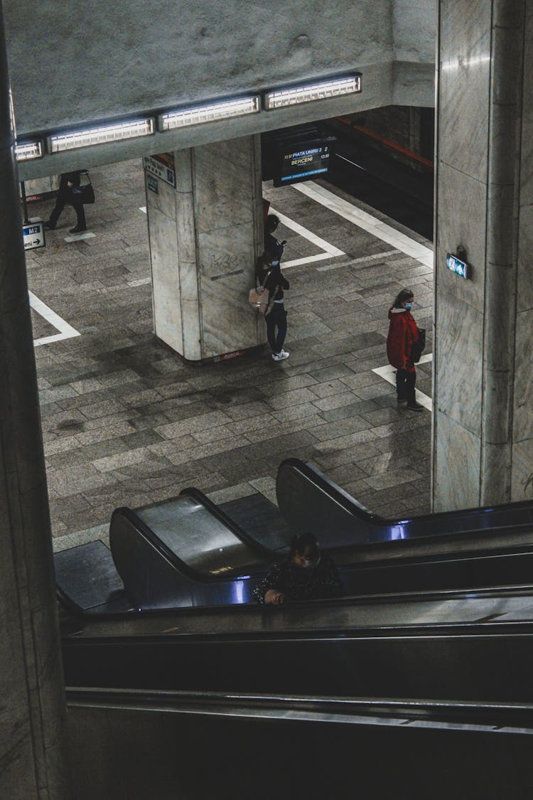 Escalators On An Underground Train Station