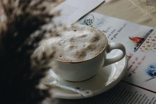 Free Cappuccino in White Ceramic Cup Stock Photo