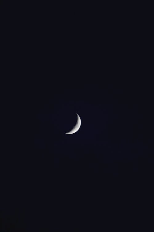 Free Crescent Moon in Dark Night Sky Stock Photo