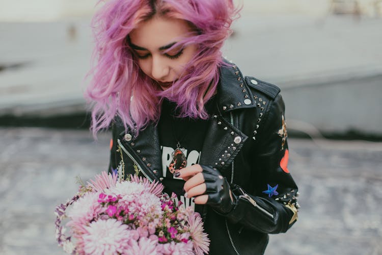 Woman Holding Flower Bouquet