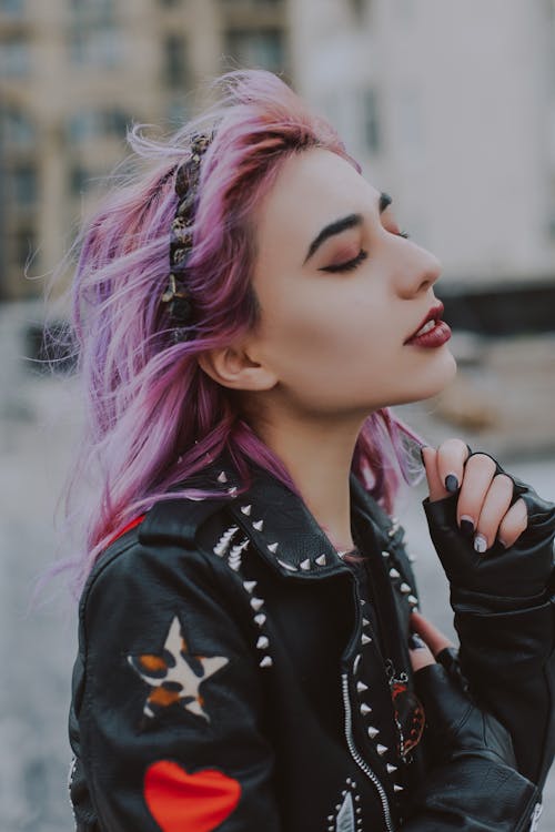 Woman Wearing Black Leather Zip-up Jacket