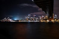 悉尼歌剧院与海港大桥映衬下的城市天际线夜景