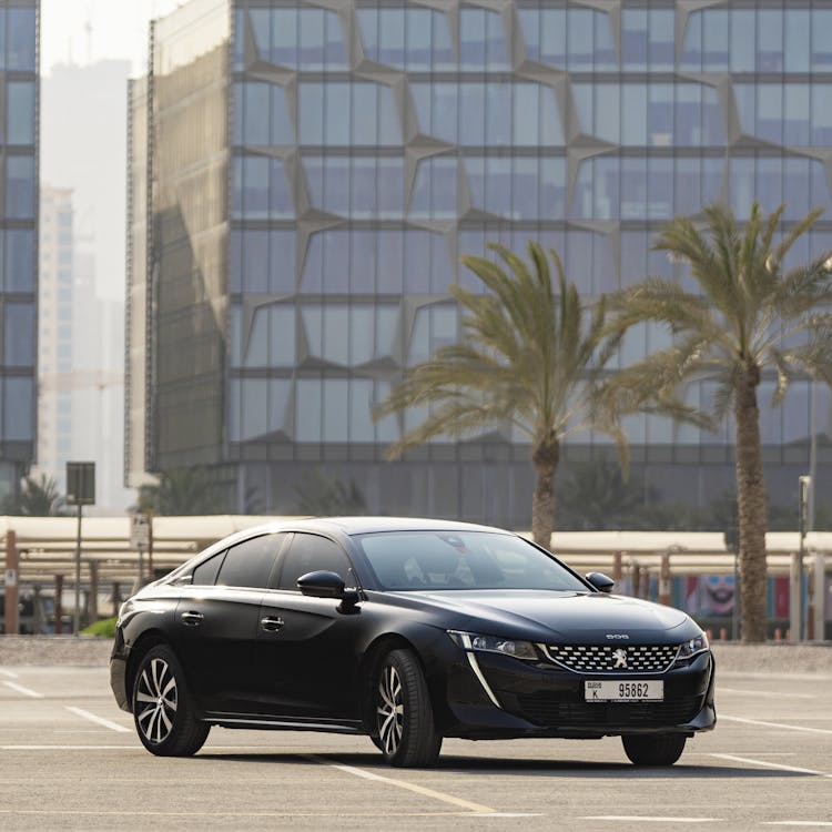 A Black Peugeot Car On The Road