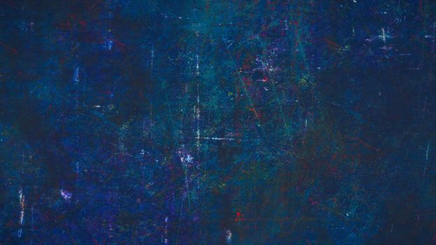 A close-up of a textured blue wall with scratches and rough surface, ideal for design use.