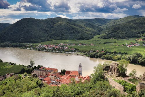 Kostnadsfri bild av bergen, Donaufloden, drönarbilder