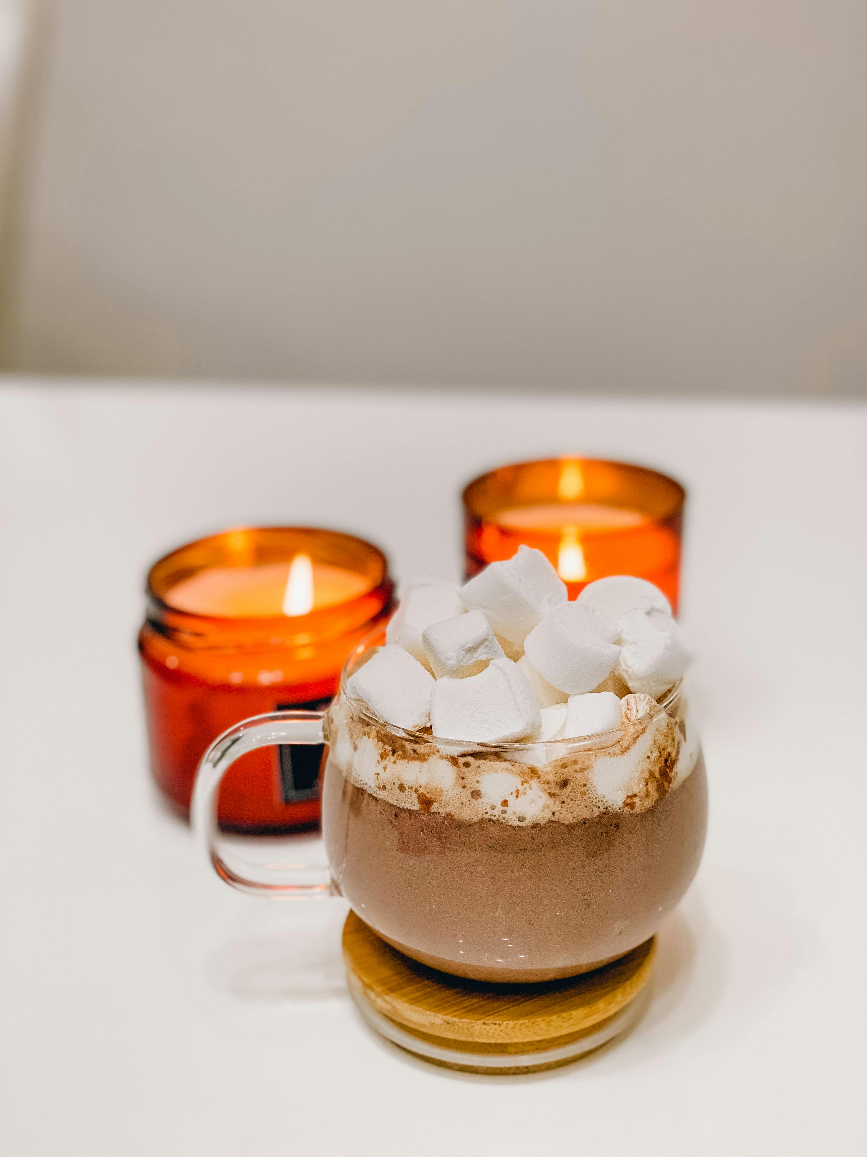 a cup of delicious chocolate drink with marshmallows
