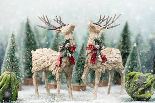 Free Christmas Decorations Out in the Snow Stock Photo