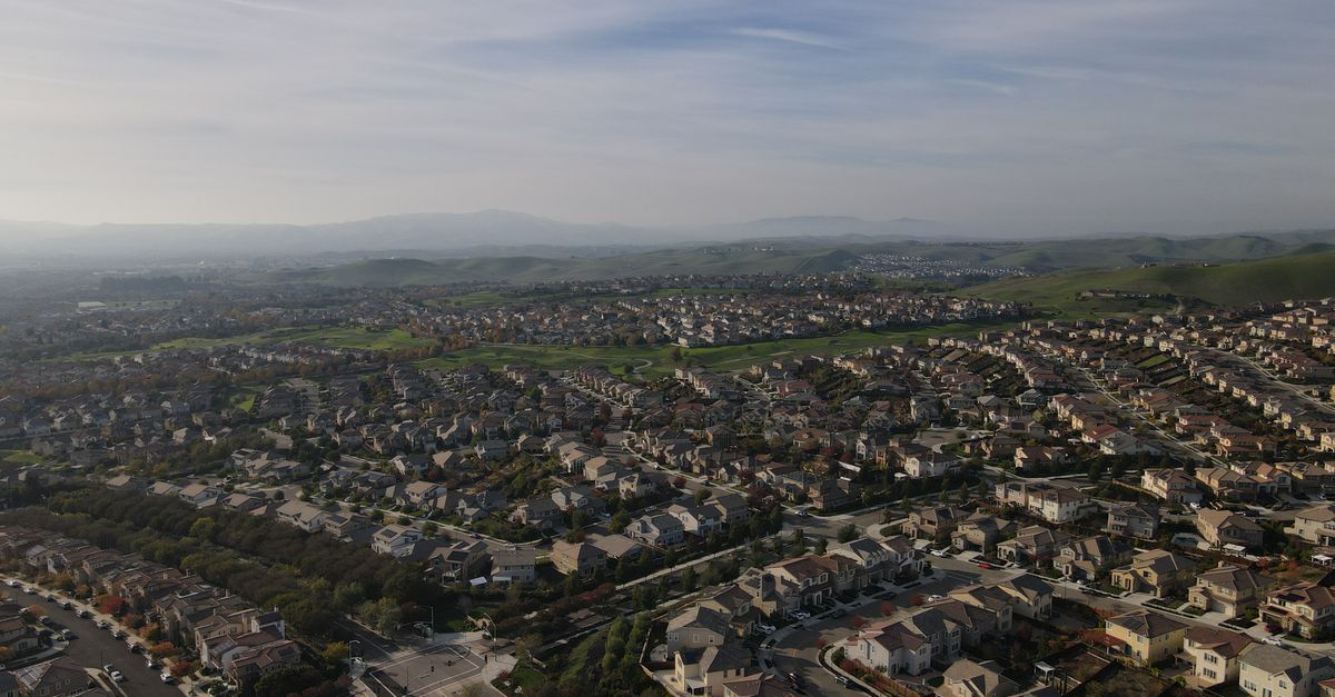 Stunning aerial shot of a Dublin, CA residential area showcasing suburban beauty and organization.