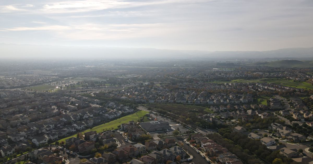 Stunning aerial view showcasing suburban development in Dublin, California.