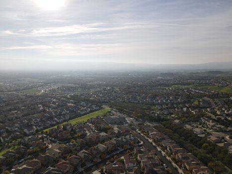 Stunning aerial view showcasing suburban development in Dublin, California.
