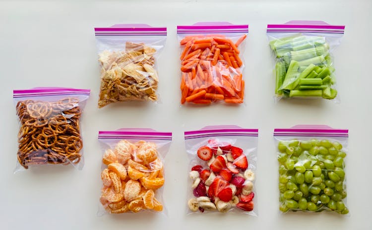 Foods Stored On Zip Lock Bags