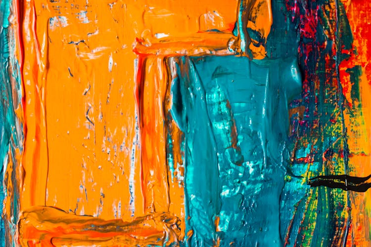 Orange And Blue Abstract Painting