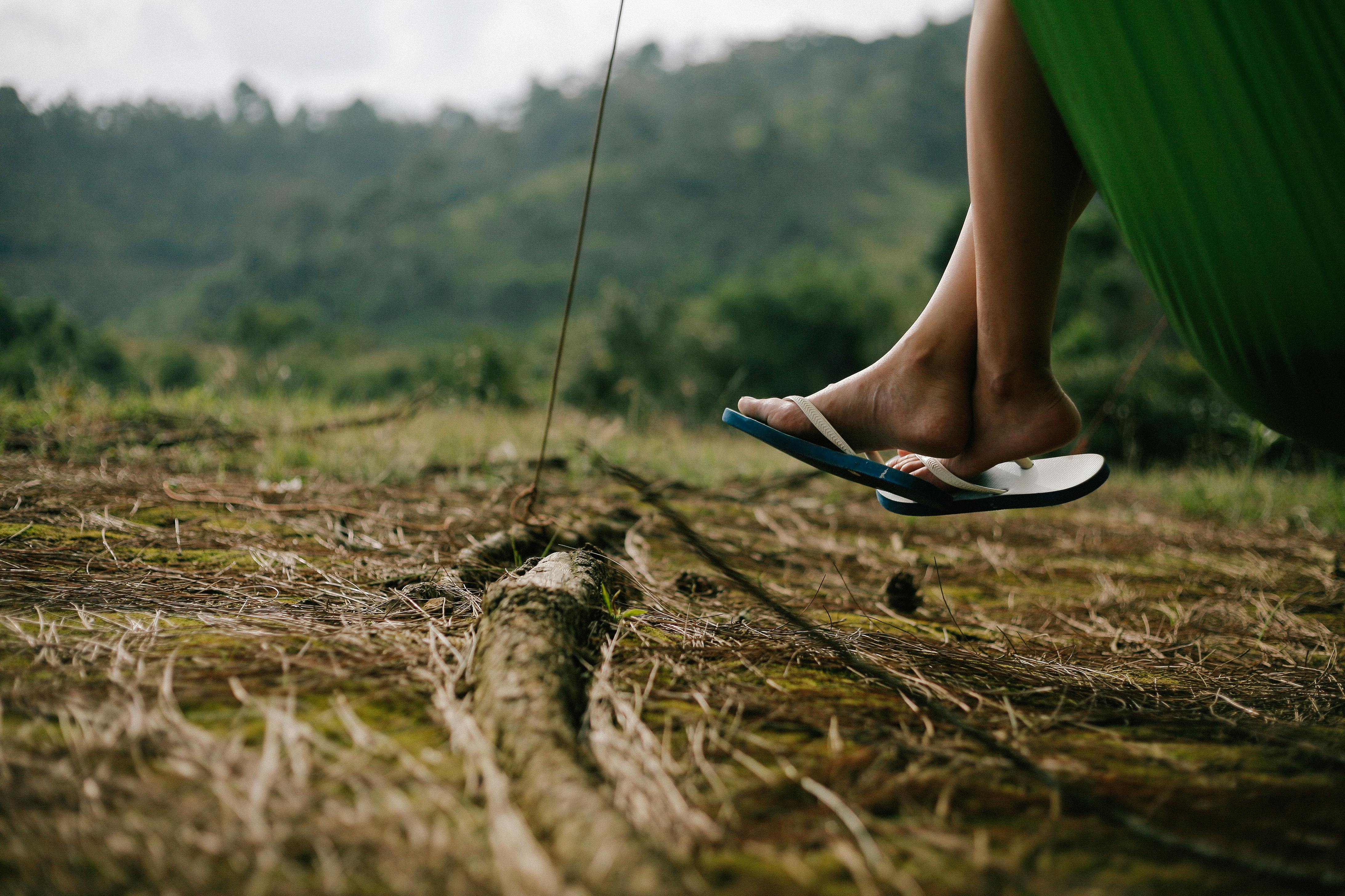 person wearing flip flops