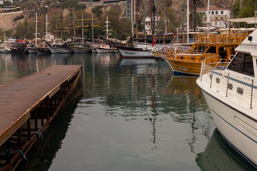 Boats in the Docks Near the Wooden Pier