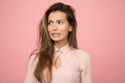 Mujer, Llevando, Rosa, Top