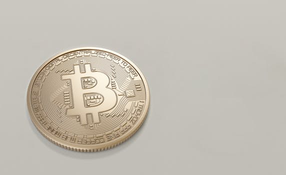 一张背景中性的比特币加密货币硬币的详细图像，象征着数字金融和货币