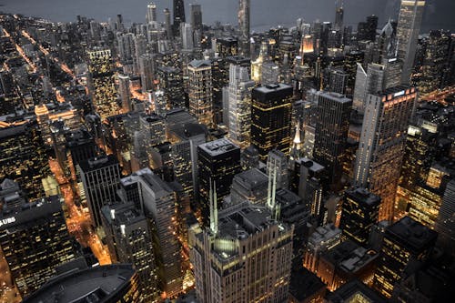 şehir Işıkları Yaparken Hava Fotoğrafçılığı