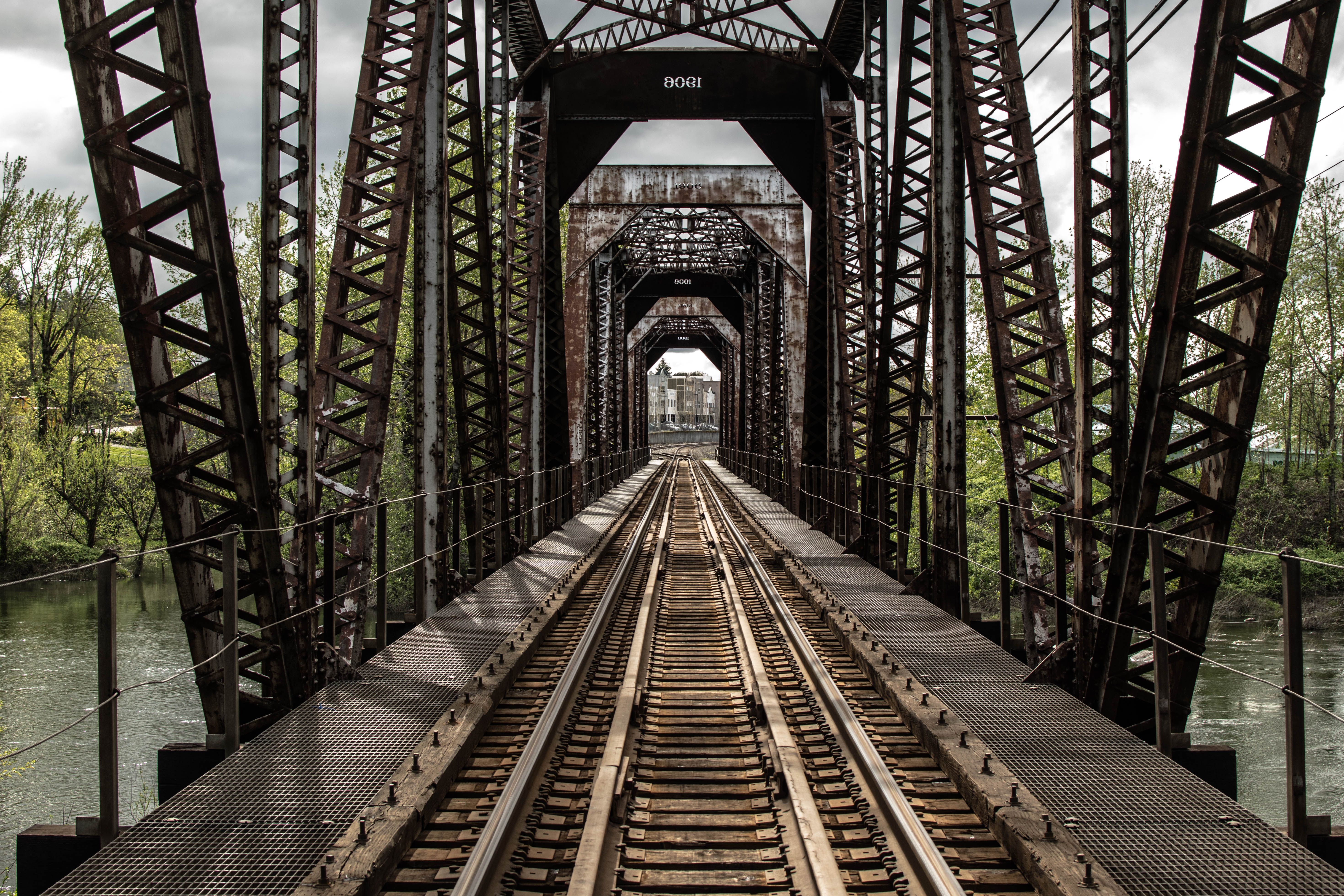 Railroad on a Steel Bridge · Free Stock Photo