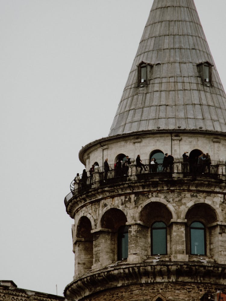 People On Balcony At The Galata Tower