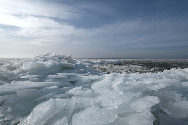 Ice Shards Lying On Shore