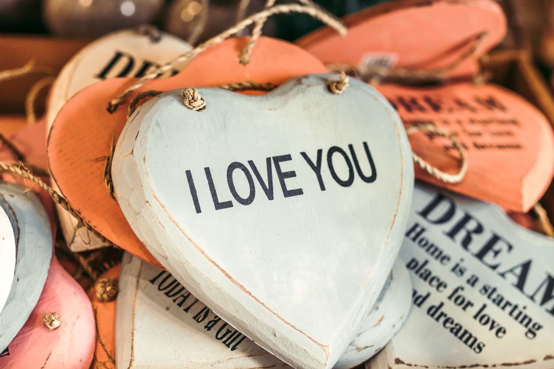 Heart-shape White and Black I Love You-printed Decorative Board