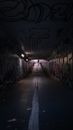 Empty Hallway With Graffiti on Wall