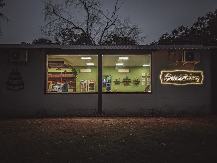 Bakery Building During The Night