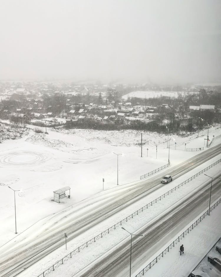 Aerial Photography Of Two Roads During Winter