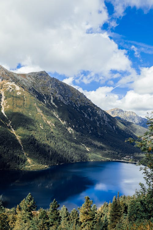 Základová fotografie zdarma na téma bílé mraky, hory, jezero