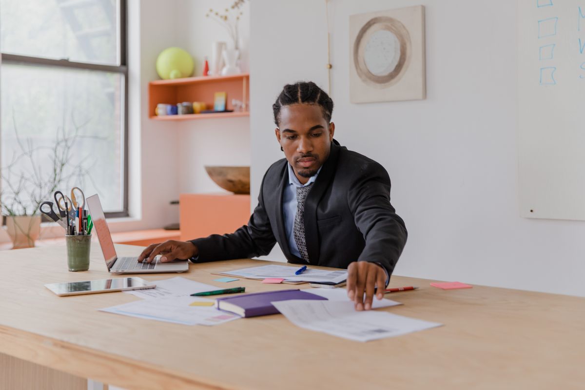 Business owner reviewing financing options
