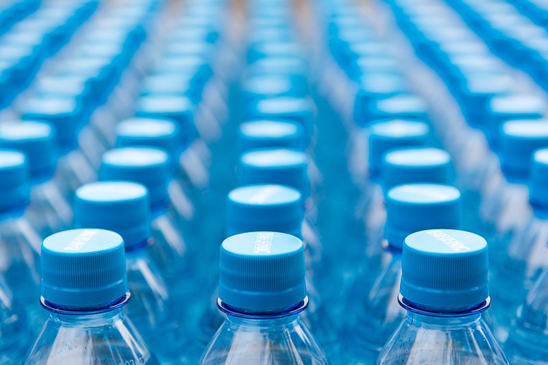 Blue water bottles pattern