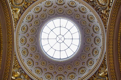 Free Exquisite dome ceiling at Versailles Palace, capturing elegant symmetry and artistic decoration. Stock Photo