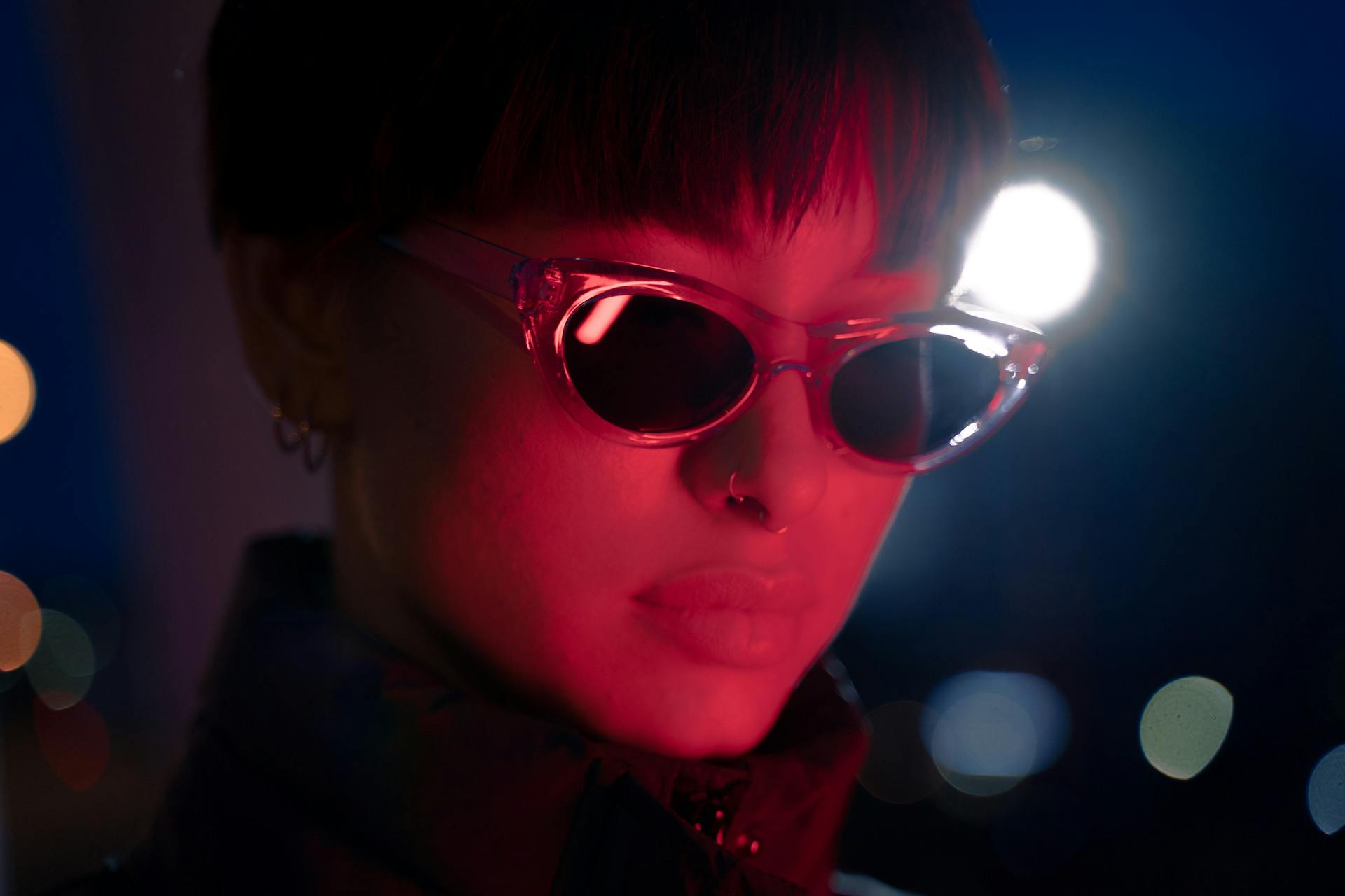 Short Haired Woman Wearing Sunglasses