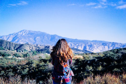 Woman Wearing Blue Clothes at Daytime