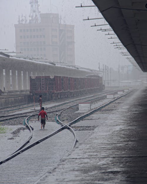 Foto d'estoc gratuïta de estació de tren, homes, moll