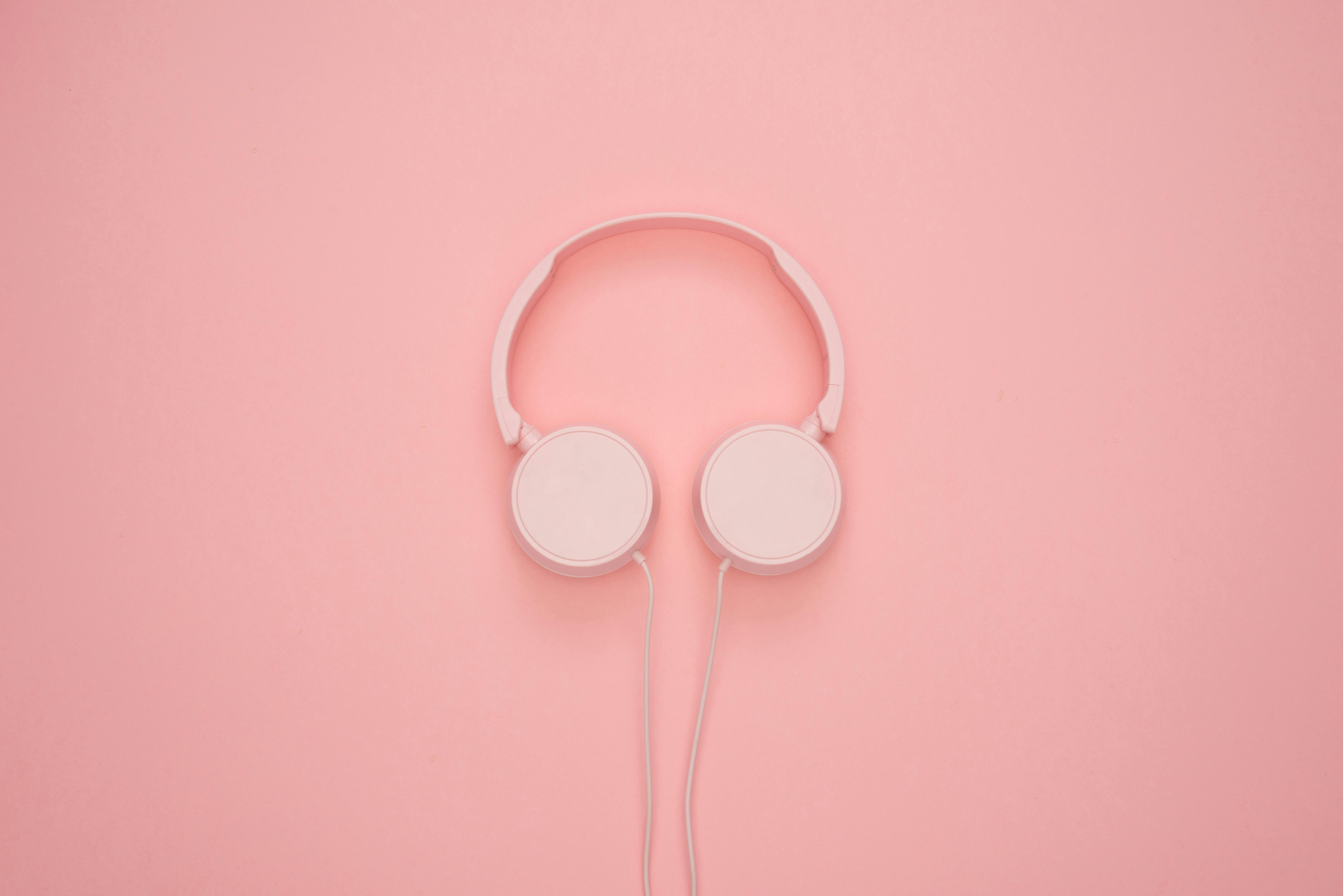 Pink Headphones Fabric, Wallpaper and Home Decor | Spoonflower