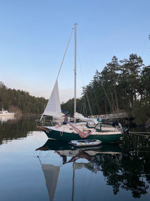 Free stock photo of anchored, hammock, sailboat