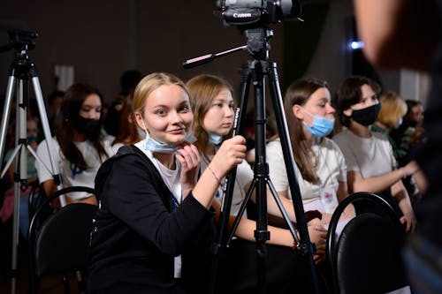 Free stock photo of camera man, young girl