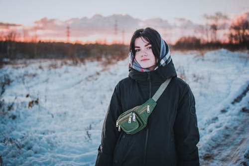 Shallow Focus of a Girl Wearing Her Black Winter Coat
