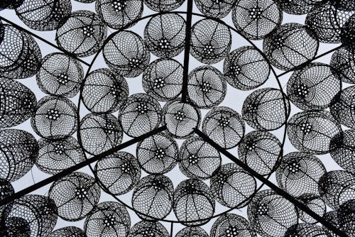 A Ceiling Decorated with Baskets