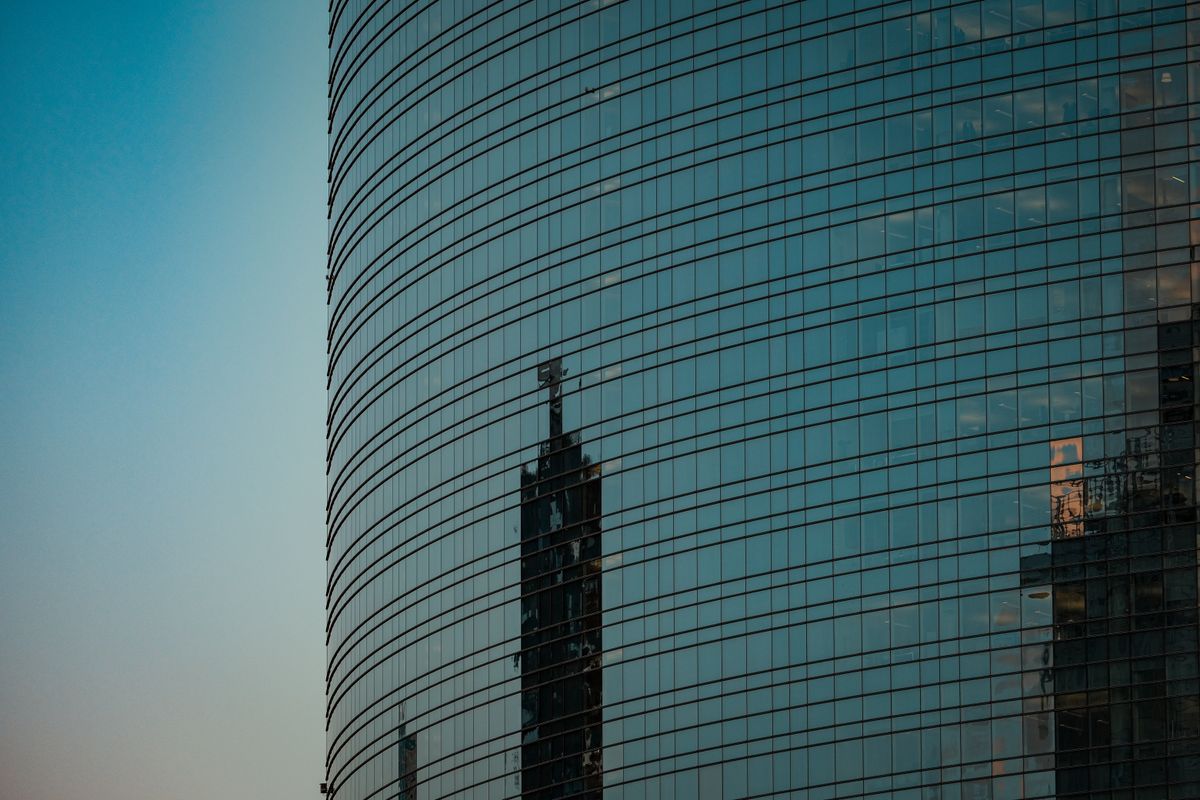 The Gurgaon (Gurugram) skyline of glass corporate towers