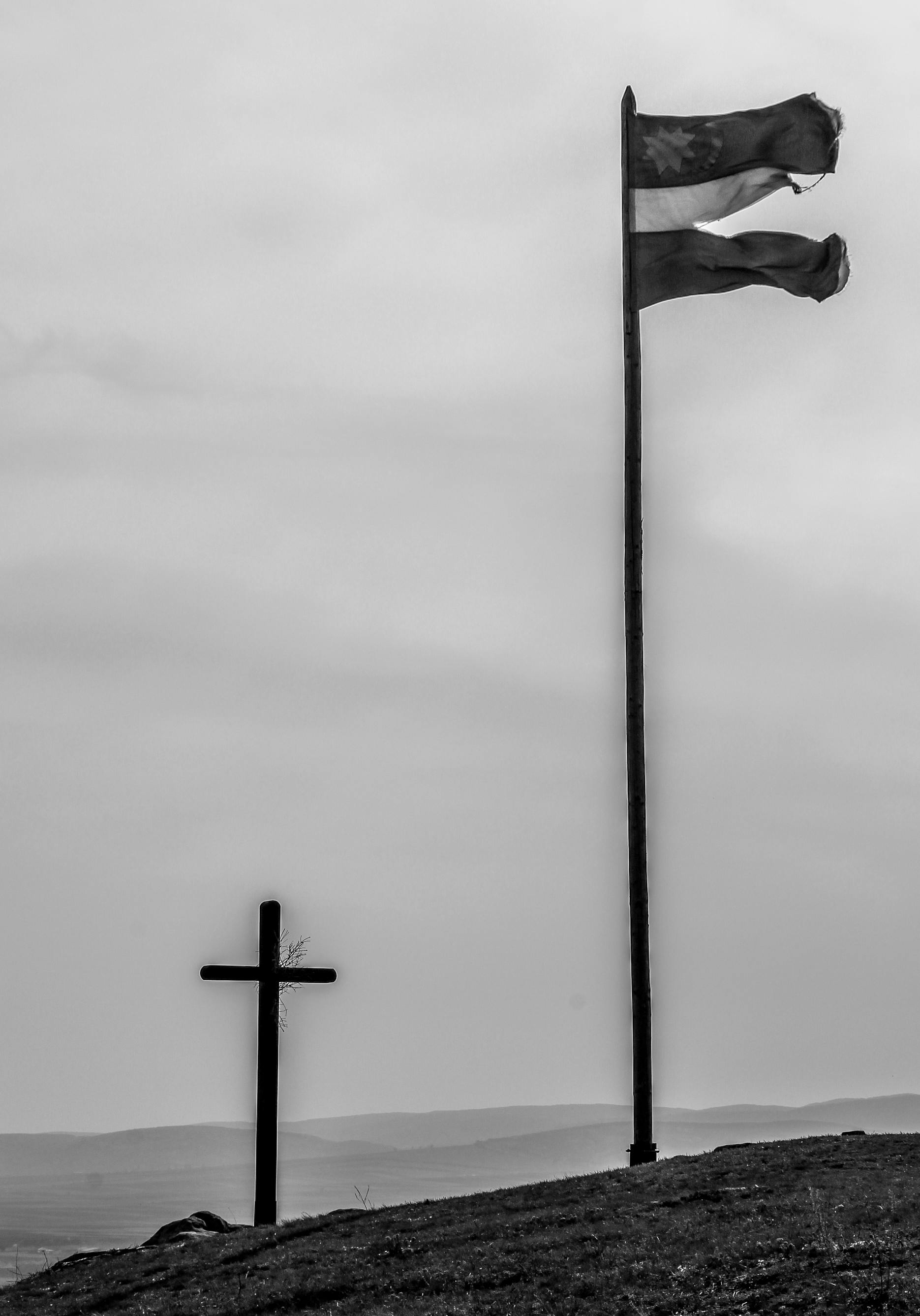 Free stock photo of black and white, cross, flag