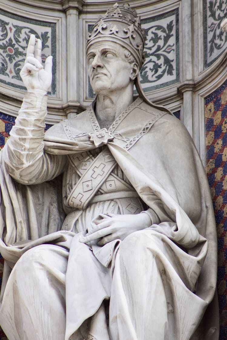 Statue Of Pope Eugene IV At The Florence Cathedral In Firenze, Tuscany, Italy