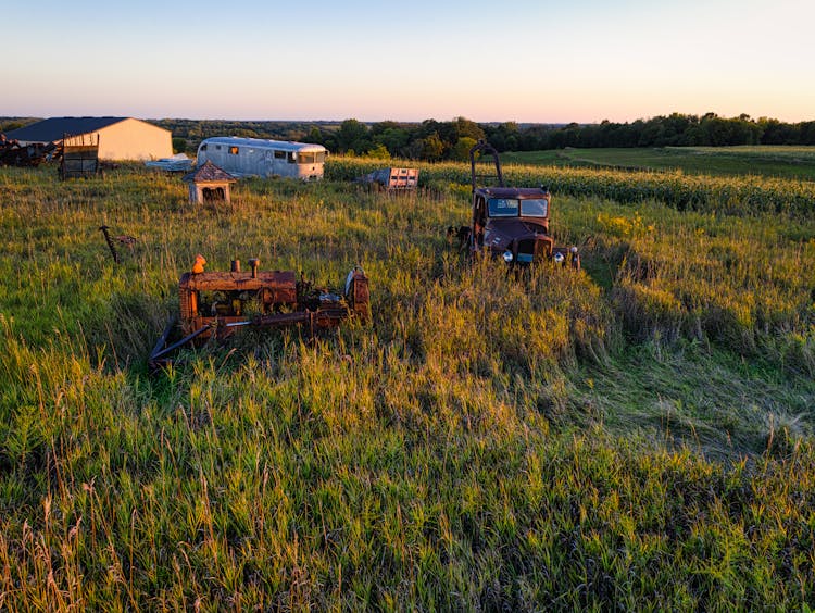 Rusty Agriculture Equipment On Farm